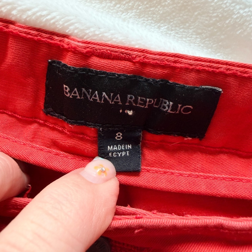 Banana Republic Red Cargo Shorts Womens Size 8 Cotton Stretch Casual - Picture 3 of 10